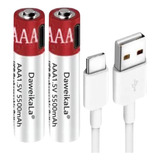 2 Piezas Triple Aaa Recargables Con Entrada Usb C 1.5 Volts