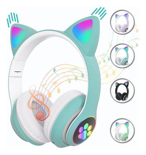 Fone De Ouvido Bluetooth Orelha Gatinho Infantil Led Sem Fio