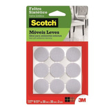 Feltro Auto Adesivo Branco Redondo 30x30x3mm Scotch 9 Unid