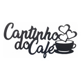 Placa Cantinho Do Café Aplique De Mdf Preto Para Parede