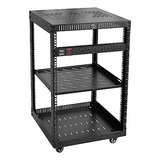 Rack De Red Riveco De 15u Con Ruedas Y Estante (negro)