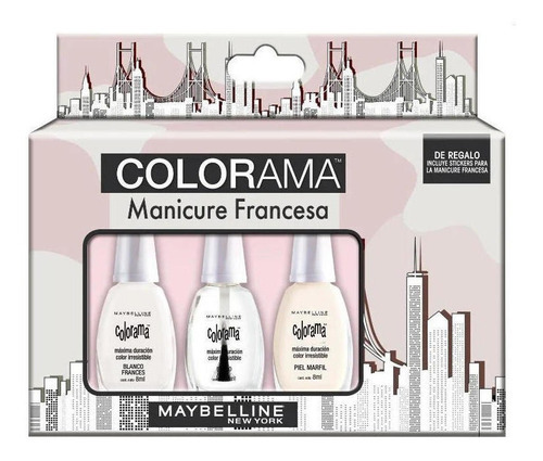 Set Manicure Francesa Maybelline Colorama Esmaltes + Brillo Color Blanco