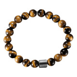 Pulsera Con Hematita Y Piedras Naturales Energia Proteccion Color Ojo Tigre Largo 19 Cm