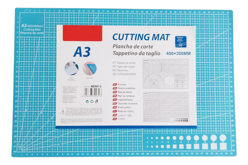 Tabla De Corte A3 Celeste 450x300mm Espesor 2mm Cutting Mat