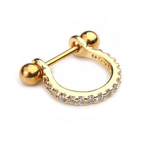 Piercing Argola Helix Dourado Ou Prata Pedra Zirconia 8 Mm