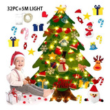 32pcs/kit Árbol De Navidad De Fieltro Con 32 Adornos 50 Llev