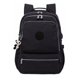 Mochila Inteligente Usb Escolar Notebook Masculino Feminino Cor Preto Desenho Do Tecido Liso