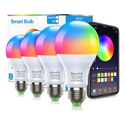 4 Pcs Focos Led 12w Wifi Inteligente Luz Led Para Alexa Rgb Luces Bulbos, E27 Focos, Control Remoto De Cozylife App Y Control De Voz, Focos Inteligente Compatible Con Ios, Android, Alexa, Google | Envío gratis