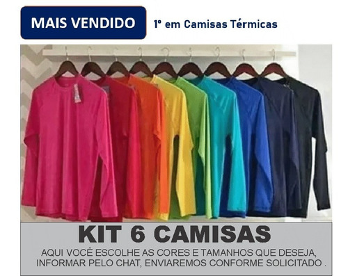 Kit 6 Camisa Blusa Termica Proteção Uv 50+ Unissex  Promoção