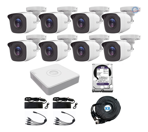 Kit Circuito Cerrado 8 Cámaras Hikvision 1080p Cctv 2 Tb Pc