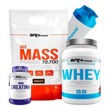 Kit Hipercalórico 3kg + Whey 900g + Creatina 100g + Shaker Sabor Baunilha