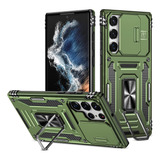 Funda Para Samsung S22 Ultra Grado Militar Con Anillo Verde
