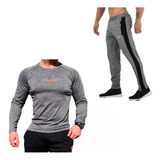 Combo Gris!!camiseta Termica Reflectiva+pantalon Chupin G