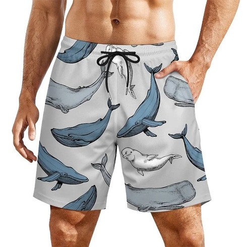 Q Shorts Playa Con Estampado 3d Tiburones
