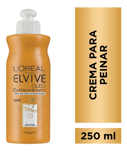 Crema Para Peinar Óleo Extraordinario Coco Elvive 250ml X 2u