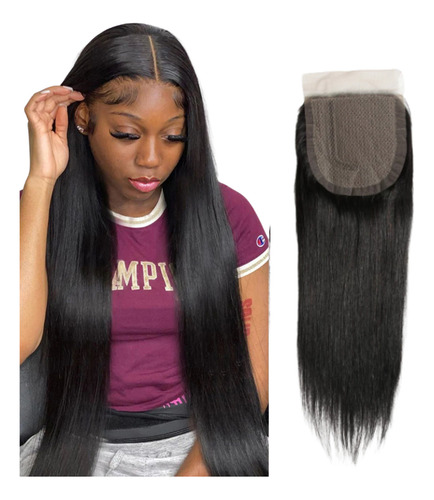 Aplique Top Closure Cabelo Humano Liso 4x4 Sedoso E Macio