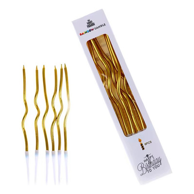 Vela Bolo Aniversário Espiral Metalizada Kit 6 Unidades Colo