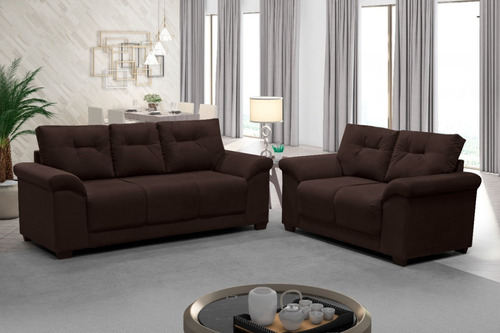 Sofá 2 E 3 Lugares Dubai Suede Marrom 