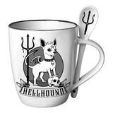 Juego De Taza Y Cuchara Alchemy Gothic Hellhound, Blanco, 13