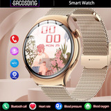 Smartwatch Deportivo Sacosding Qs-m11 Reloj Inteligente Mujer Bluetooth 2024 Color De La Correa Gold Mesh