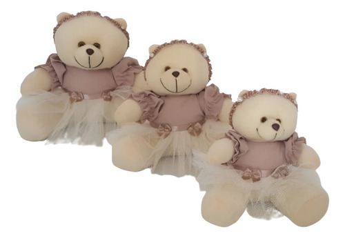 Kit Trio Ursa Bailarina Para Nicho Decoração Pelúcia Bebê  | Parcelamento sem juros