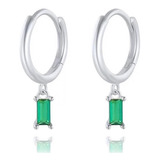 Aretes De Plata 925 Huggies Zirconias Verdes Mujer Regalo