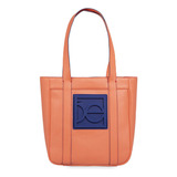 Bolsa Cloe Para Mujer Tote Con Maxi Rubber Asas Reforzadas Color Naranja