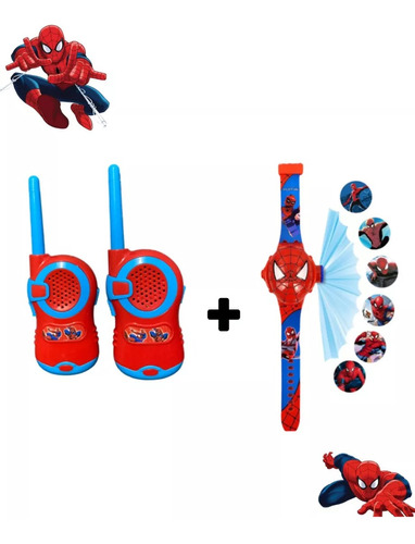 Walkie Talkie + Relógio Projetor Brinquedo Homem Aranha