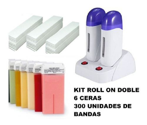 Kit Depilación: Doble Roll On + 6 Ceras + 300 Unds Papel