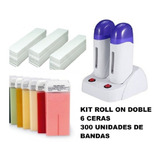 Kit Depilación: Doble Roll On + 6 Ceras + 300 Unds Papel