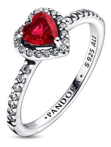 Pandora Anillo Corazón Elevado Rojo + Accesorios