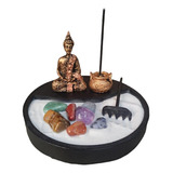 Kit Zen Redondo Com Buda Hindu Mini E Incensario Caldeirao