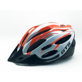 Capacete Com Sinalizador Led Ciclismo Bike Laranja Branco