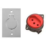 Kit Placa Piso Aço Inox 4x2 + 1 Tomada 10a