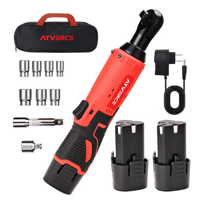 ATVERCE Llave Matraca Eléctrica De Impacto Inalambrico Pistola 3\u002F8 Con 2 Baterías Y 7 Dados | Envío gratis