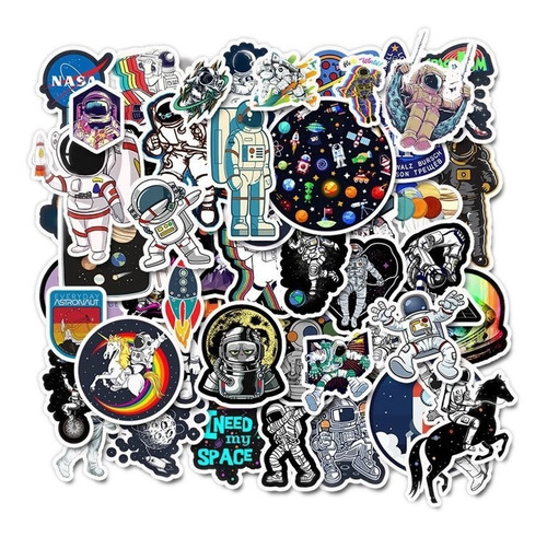 50 Stickers Calcomanias Cool Astronauta Nasa Piloto Planeta 