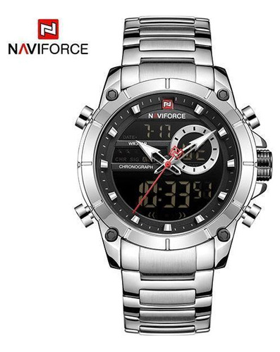 Relógio Masculino Naviforce 9163 Prata Digital 43,5mm