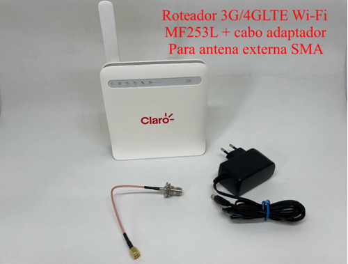 Roteador Wi-fi 3g/4g Zte Mf253l + Adap. P/ Ant. Rural Desb.