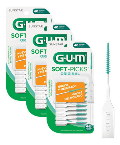 Escova Interdental Gum 120 Soft-picks Gum® Para Higiene E Remoção De Placa Bacteriana Entre Os Dentes Fino Cônico