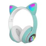 Fone De Ouvido Over-ear Gamer Sem Fio Cat Stn-28 Verde Com Luz Led