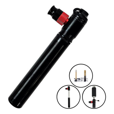 Bomba De Aire Con Inflador Co2, Bomba Bicicleta 160 Psi 2en1 Color Negro/rojo