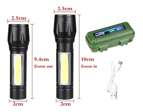 Kit Lanterna 10 Pc  Mini Led Cree Police Tatica Recarregável