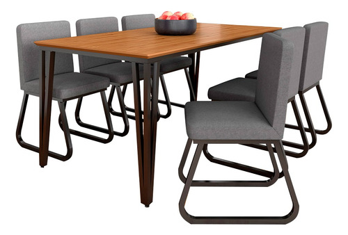 Mesa Com 6 Cadeiras Industrial 1,8 Aspen Pr/cin/cnz - M.a