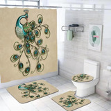 Set De Baño 4 Piezas Pavo Realeza  Azul