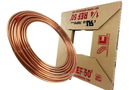 Rollo Tubo De Cobre Flexible 1/4 Iusa Refrigeracion 15m