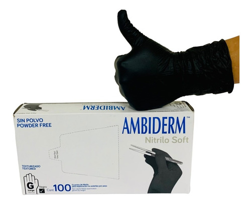 Guante Nitrilo Soft Negro Ambiderm No Estéril Grande 100pzas