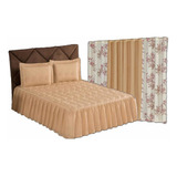 Kit Colcha Casal Floral Mulheres + Cortina Para Quarto 