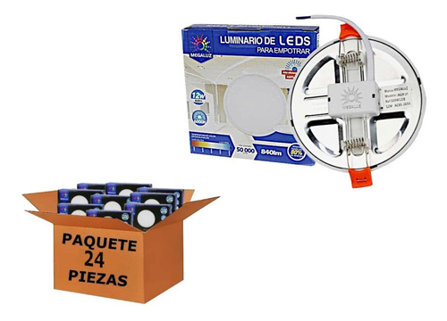 Plafon Led 12w Luminario Bote Empotrado Delgado 24 Pzas Pack