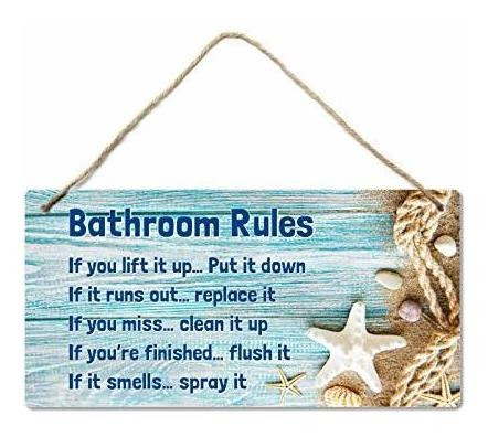 Señales - Beach Bathroom Decor, 12 X6 Pvc Plastic Wall Decor