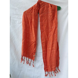 Pañuelo Pashmina Naranja Rasgos Dorados Y Plateados India